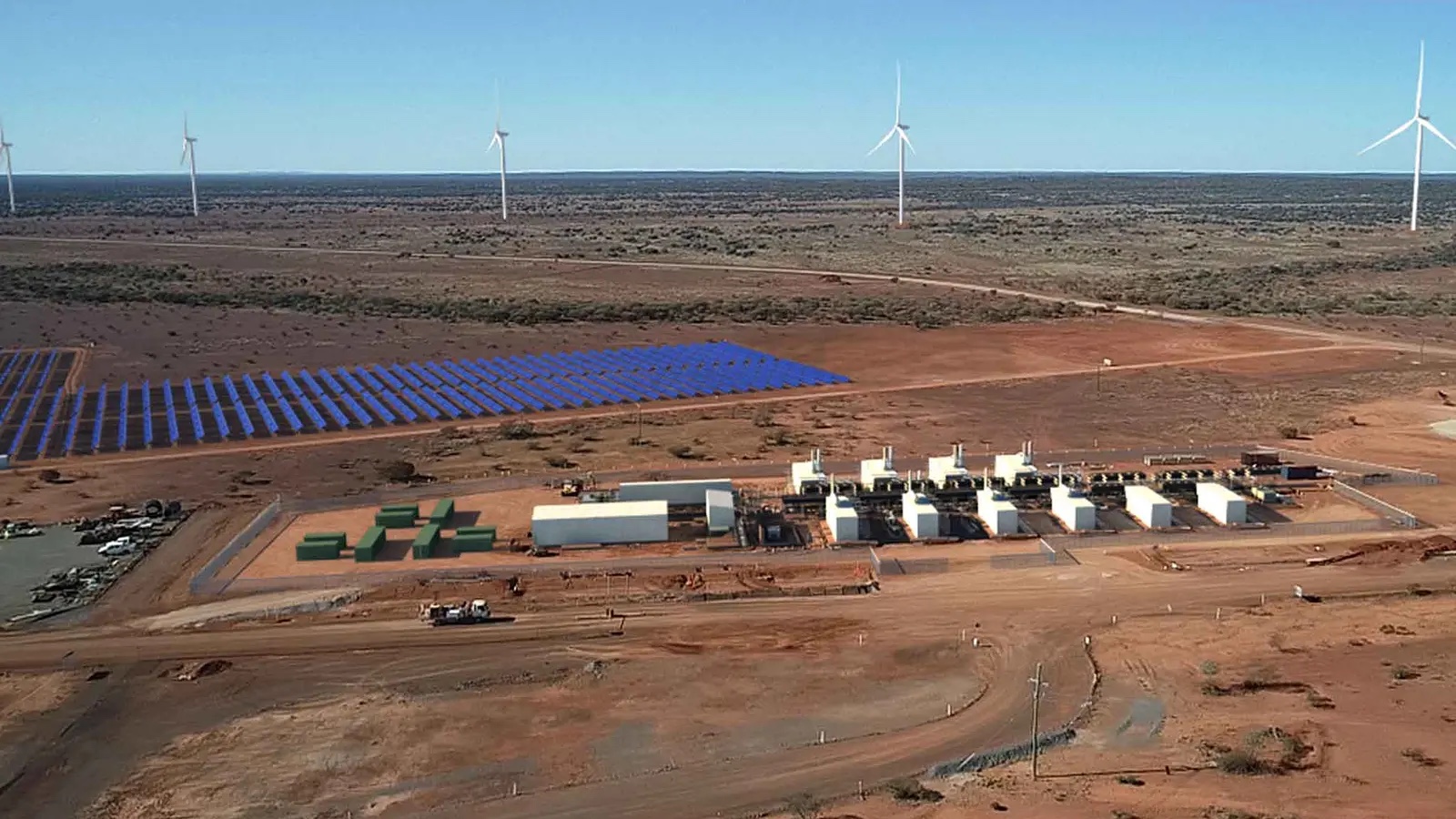 Hybrid renewable microgrid with wind turbines, solar array and Battery Energy System, Agnew WA