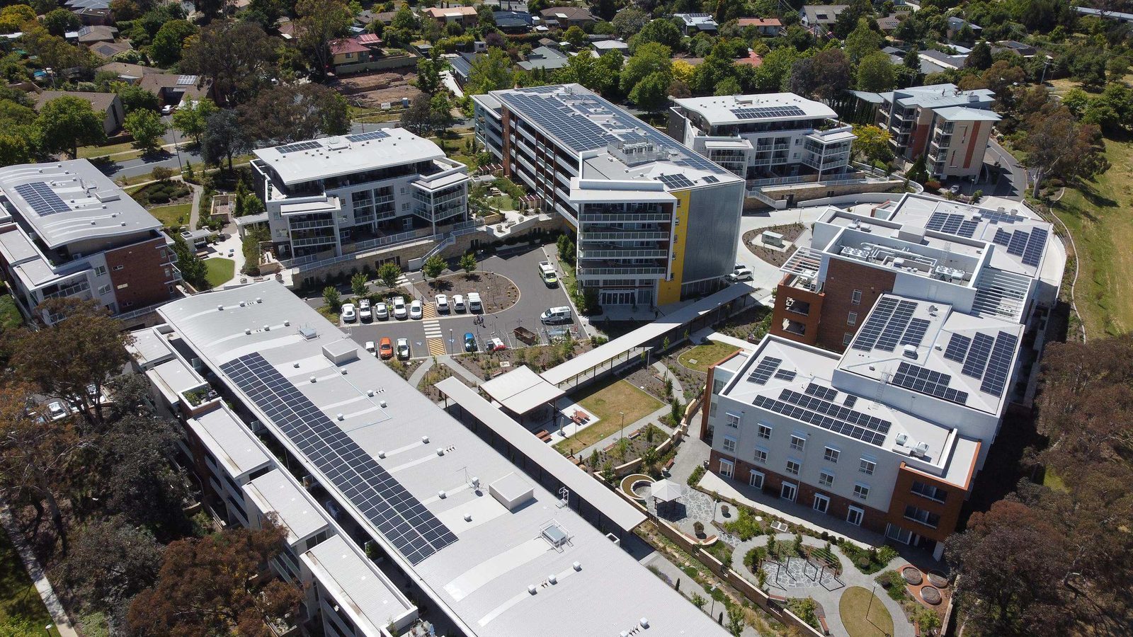 Aerial of Goodwin Farrer rooftop solar