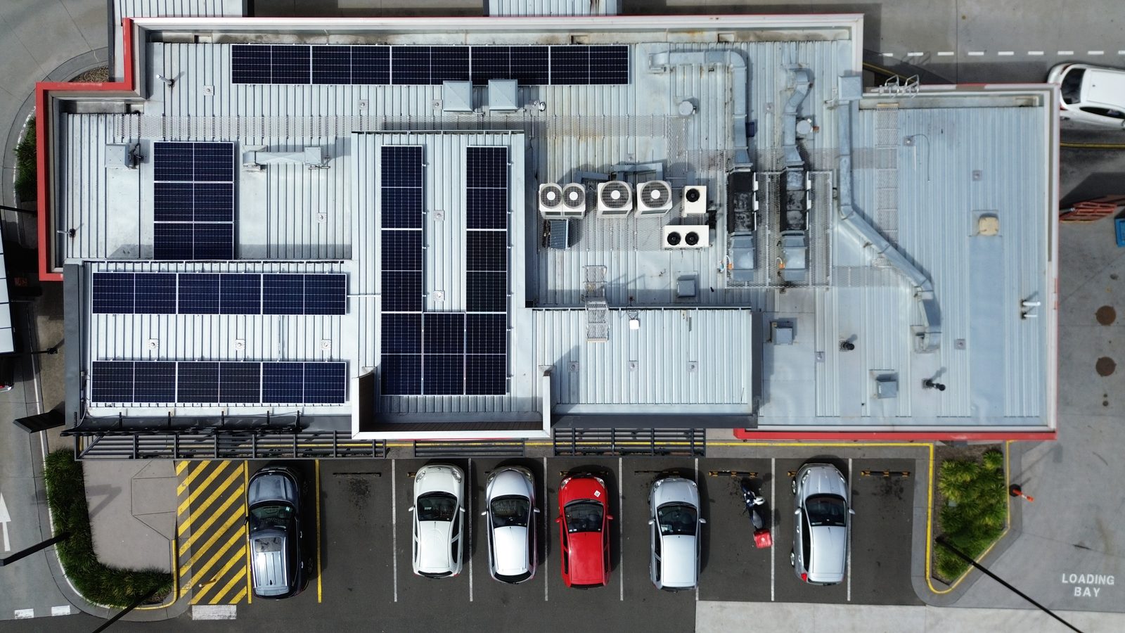 Hungry Jack's restaurant with rooftop solar on a metal roof