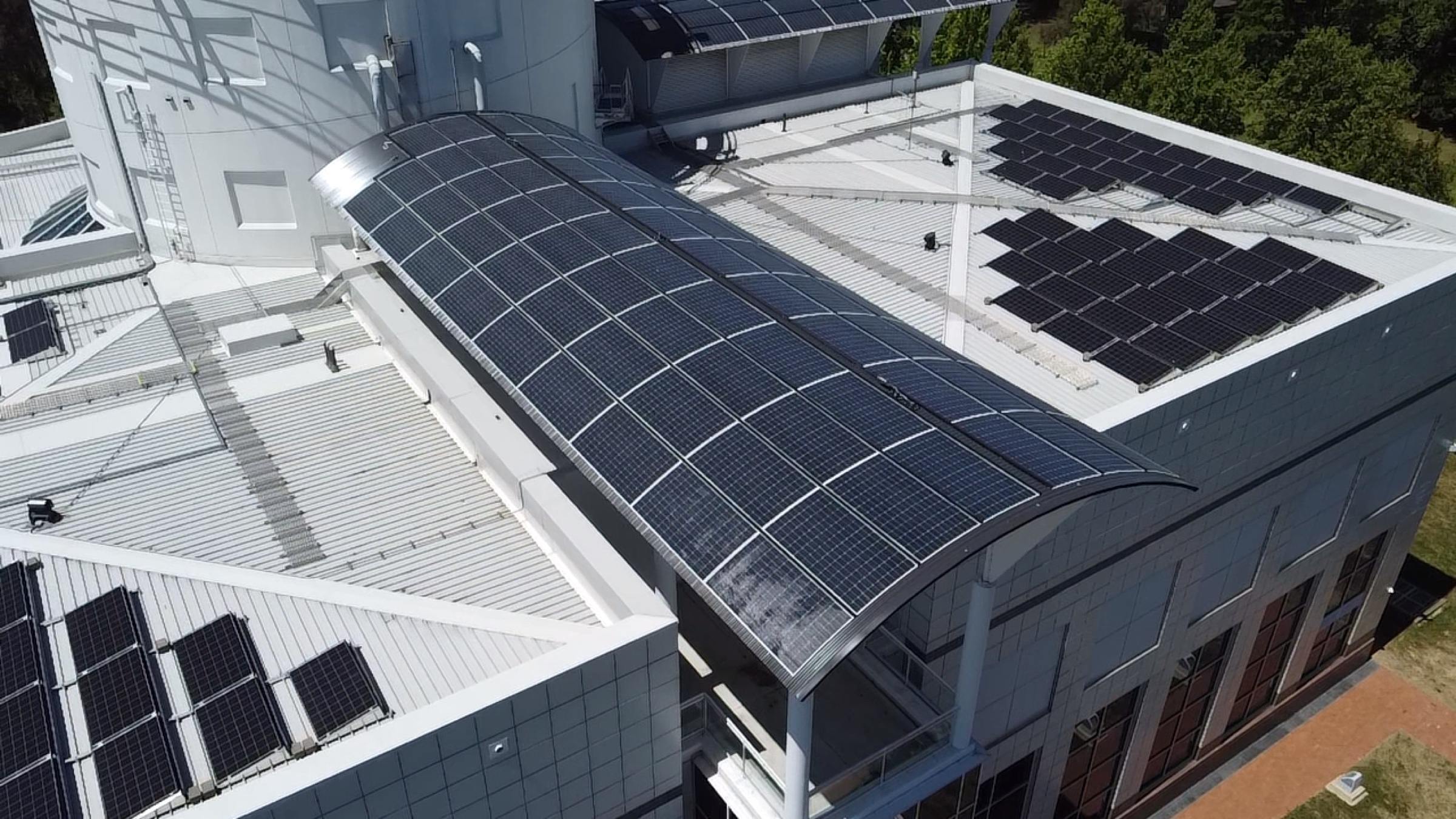 Aerial of a landmark Canberra roof, the kind of occupied site our engineers design around